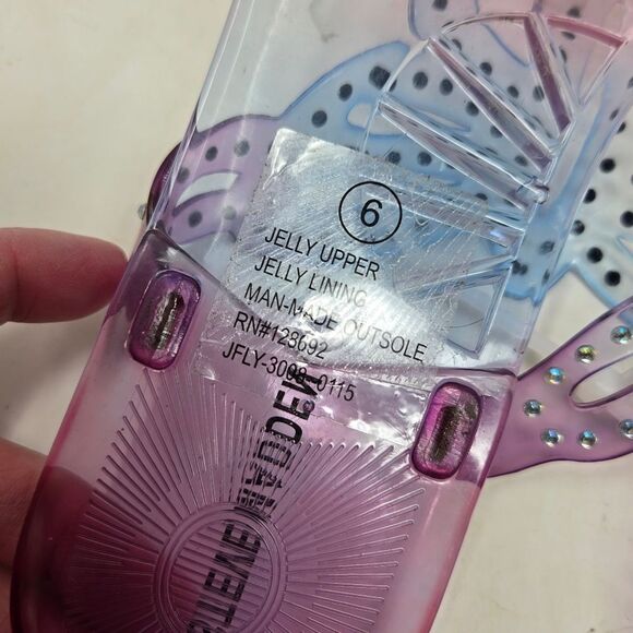 STEVE MADDEN Pink, Blue and Purple Butterfly Women's Jelly Sandals Size 6 - Picture 5 of 5